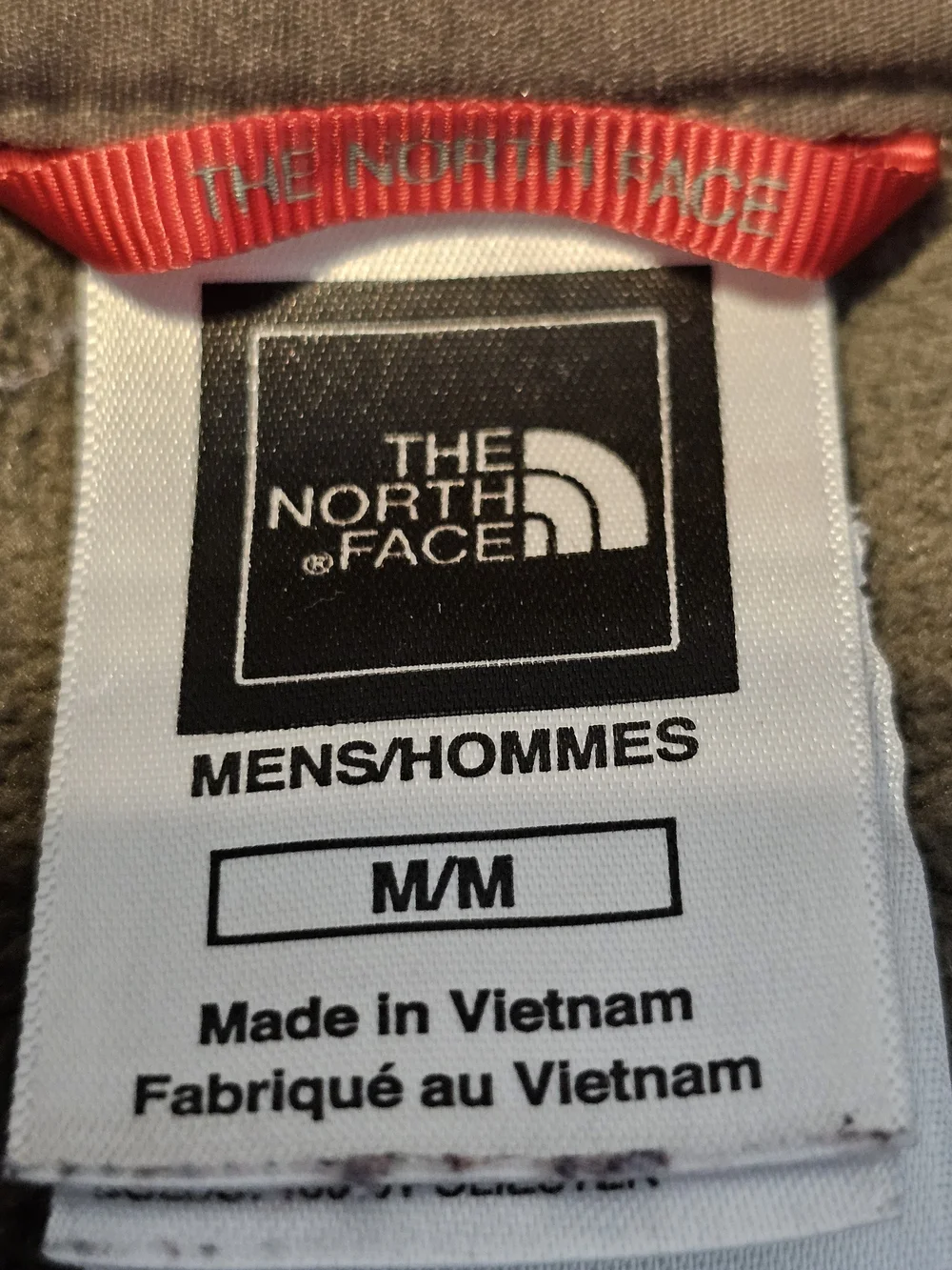 The North Face Mens Medium 1/4 Zip Brown Khaki Fleece Pullover Pockets Logo Euc